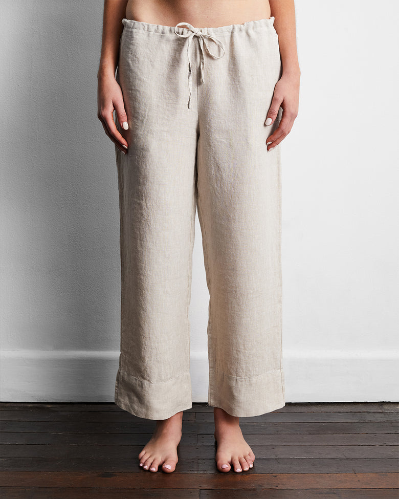 Oatmeal 100% French Flax Linen Pants – Bed Threads