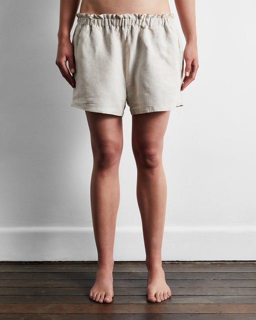 Oatmeal 100% French Flax Linen Shorts
