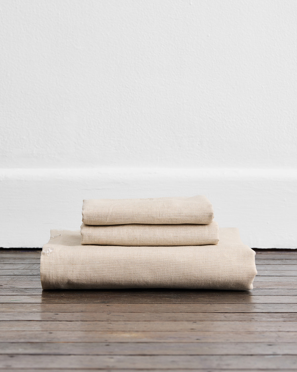 Oatmeal/White Stripe French Flax Linen Duvet Cover Set