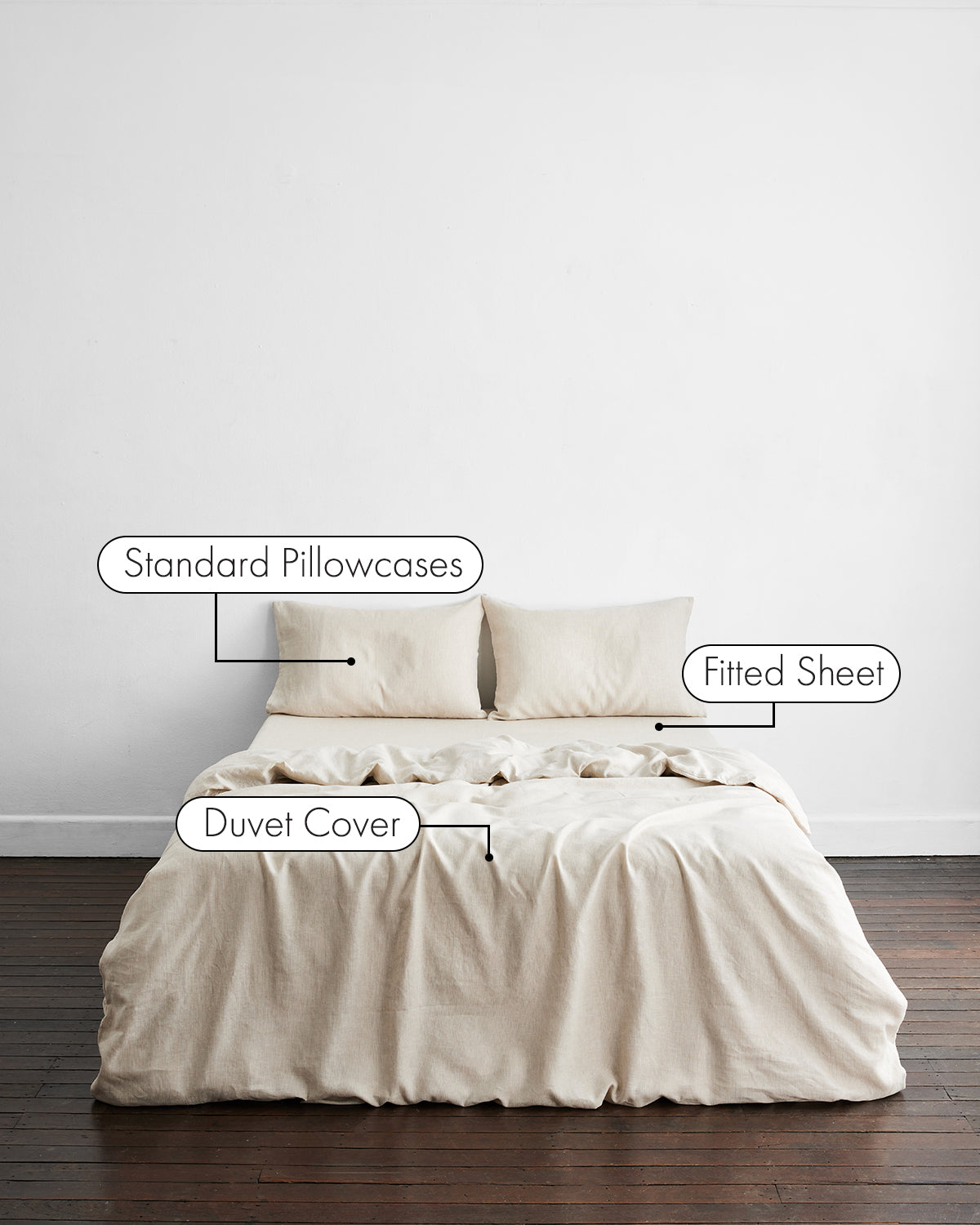 Oatmeal & White Stripe 100% French Flax Linen Bedding Set – Bed Threads