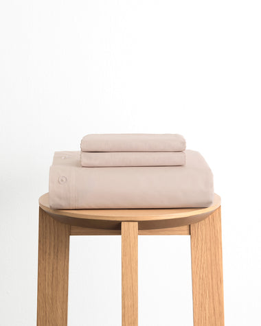 Oyster 100% Organic Cotton Percale Duvet Cover Set