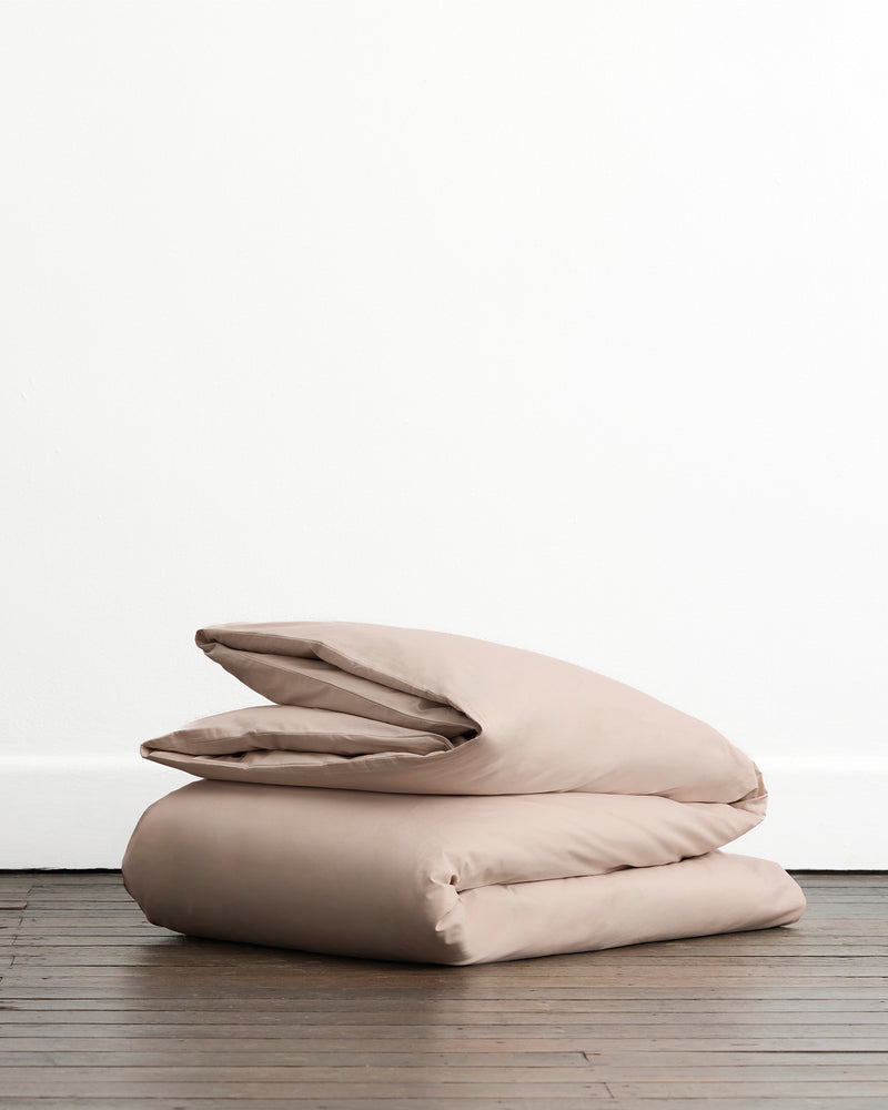 Oyster 100% Organic Cotton Percale Duvet Cover Set