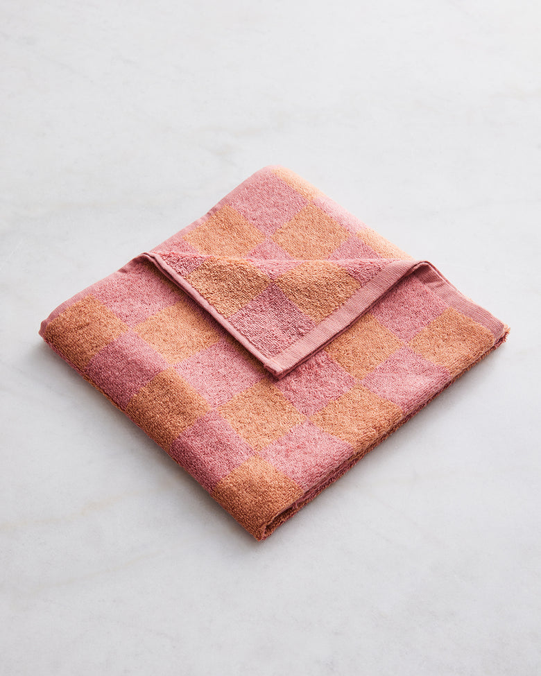 100% Linen Waffle Hand and Face Towel in Pink Clay - Bed Threads
