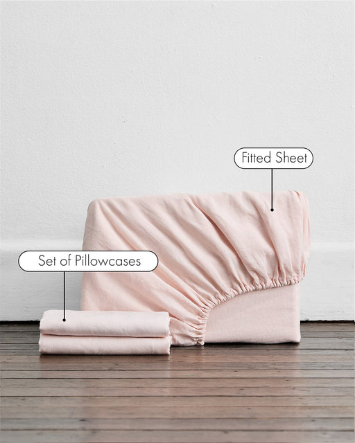 Rosewater 100% French Flax Linen Fitted Sheet Set
