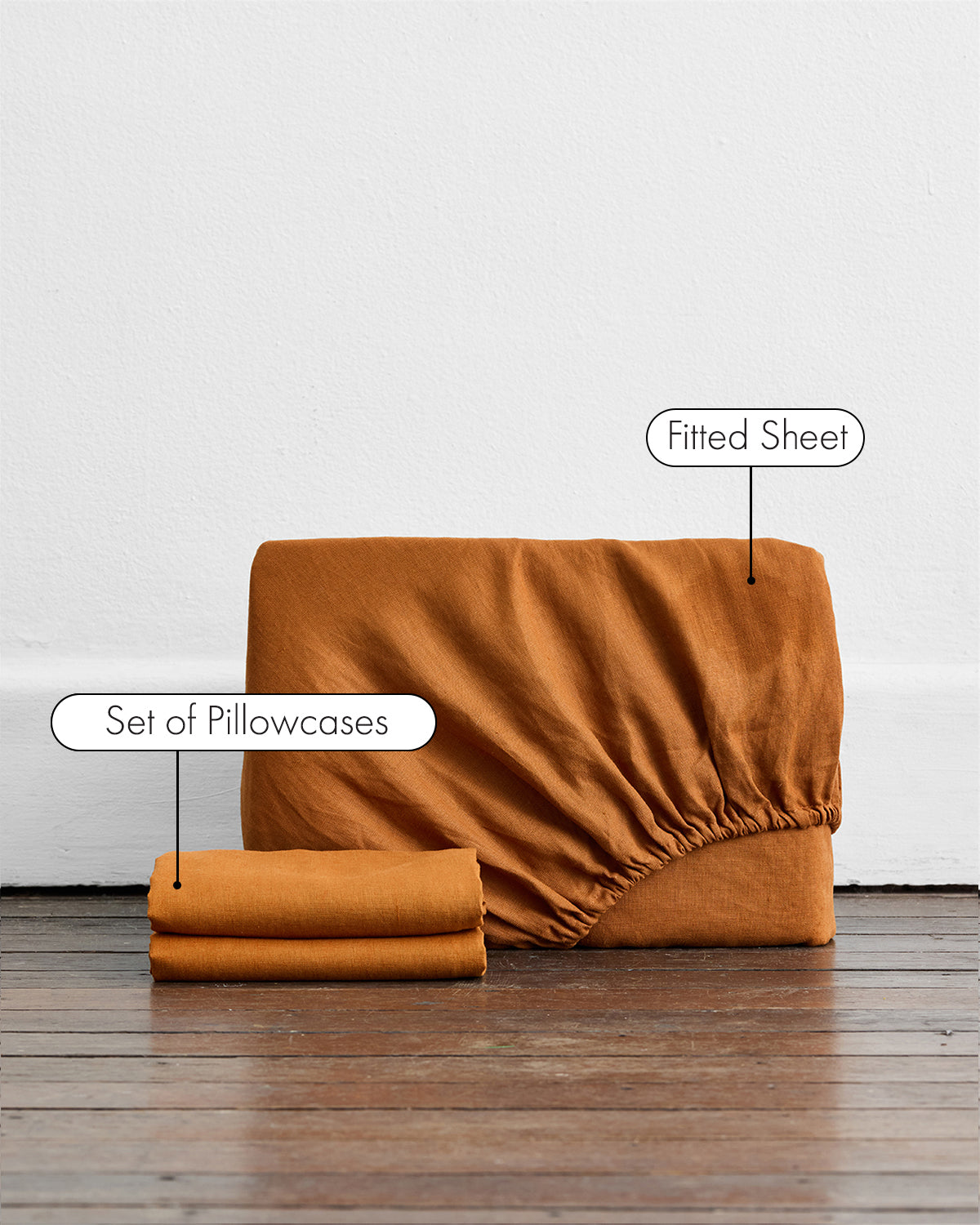 Rust 100% French Flax Linen Fitted Sheet Set – Bed Threads