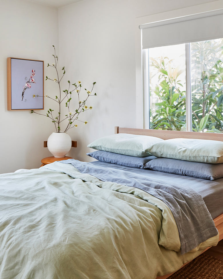 Sage Flax Linen Quilt Cover Set  Bed Linen Sets Online – Bed Threads