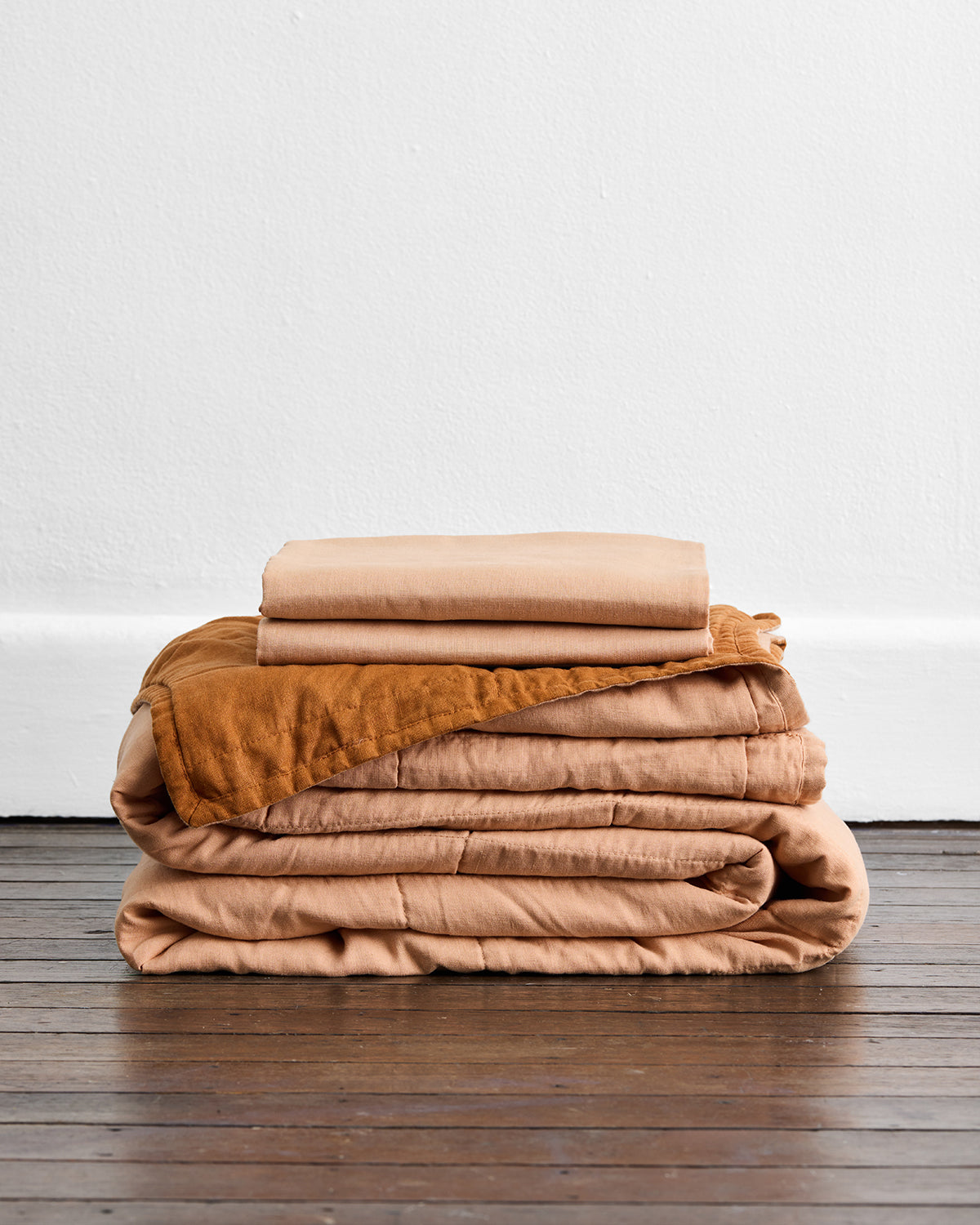 Terracotta & Rust 100% French Flax Linen Quilt Set – Bed Threads