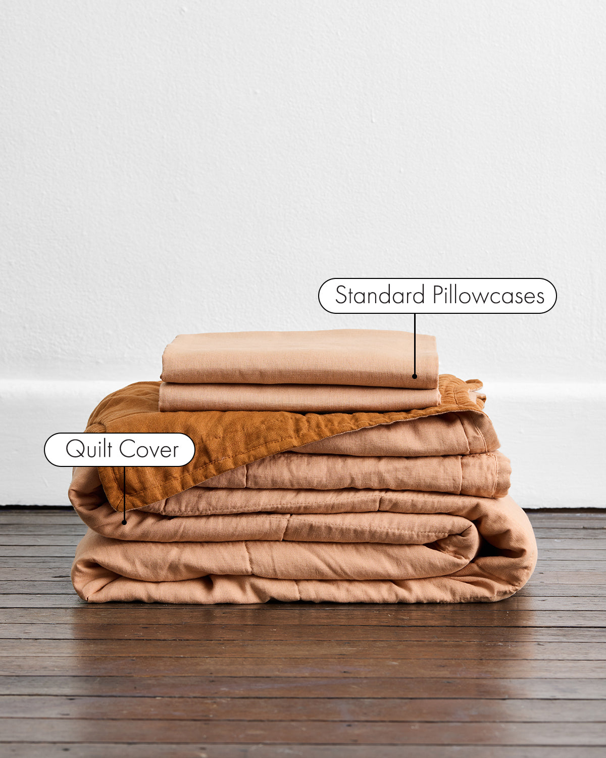 Rust Quilts 100% French Flax Linen Quilt Set - Terracotta & Rust | Bed Threads