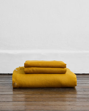 Turmeric 100% French Flax Linen Duvet Cover Set