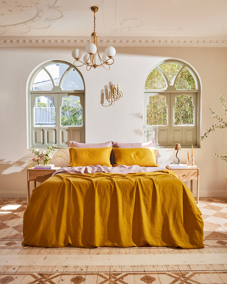 Turmeric Flax Linen Quilt Cover Set  Bed Linen Sets Online – Bed Threads