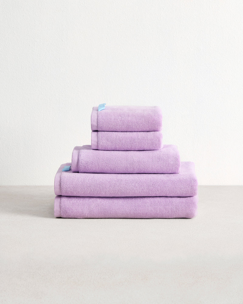 Violet 100% Cotton Terry Bath Towel Bundle