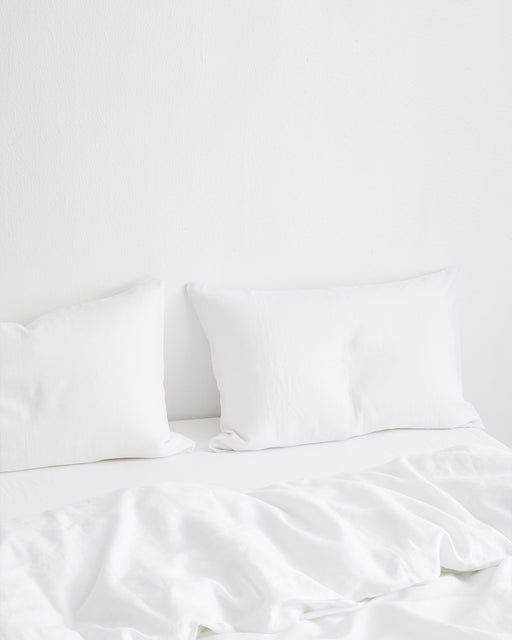 White 100% French Flax Linen Bedding Set