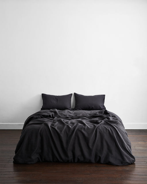 Charcoal 100% French Flax Linen Bedding Set