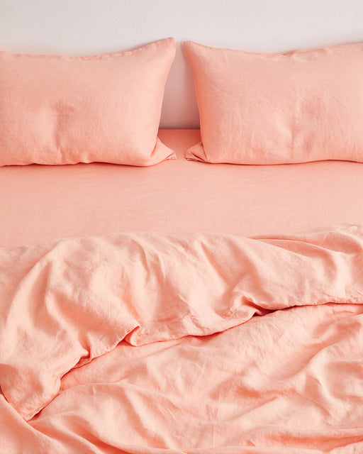 Peach 100% French Flax Linen Bedding Set