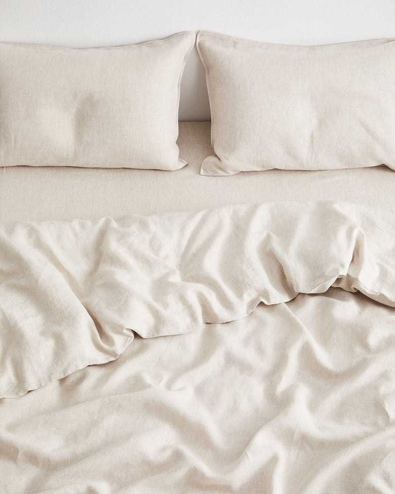 Linen Bedding Set in Natural Linen oatmeal Color duvet Cover 2 Pillowcases.  US King, Queen. 