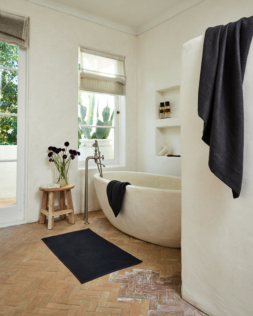 Charcoal 100% French Flax Linen Bath Mat