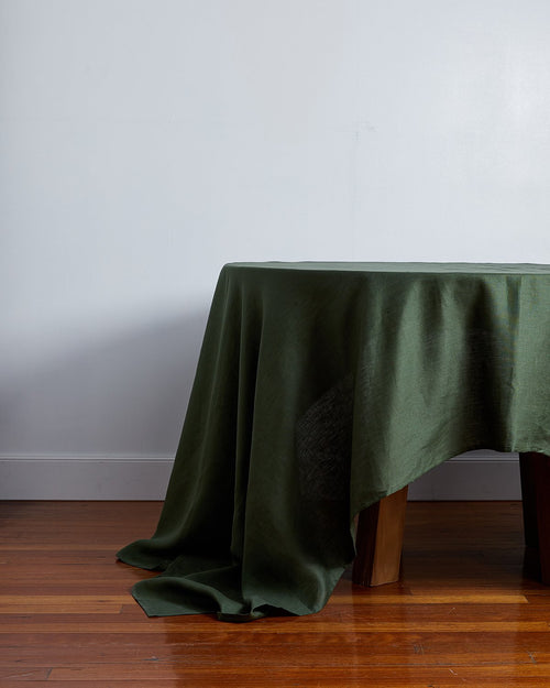 Olive 100% French Flax Linen Tablecloth