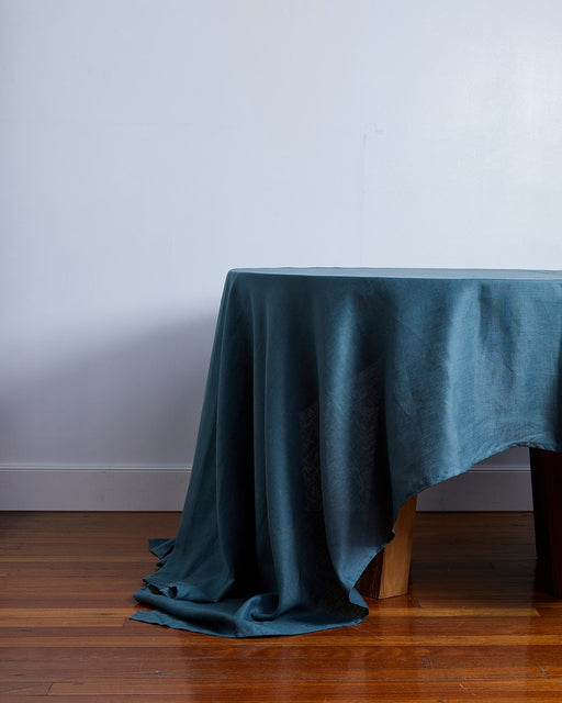 Petrol 100% French Flax Linen Tablecloth