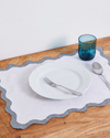 White & Mineral 100% French Flax Linen Scalloped Placemats (Set of Four)
