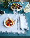 White & Mineral 100% French Flax Linen Scalloped Placemats (Set of Four)