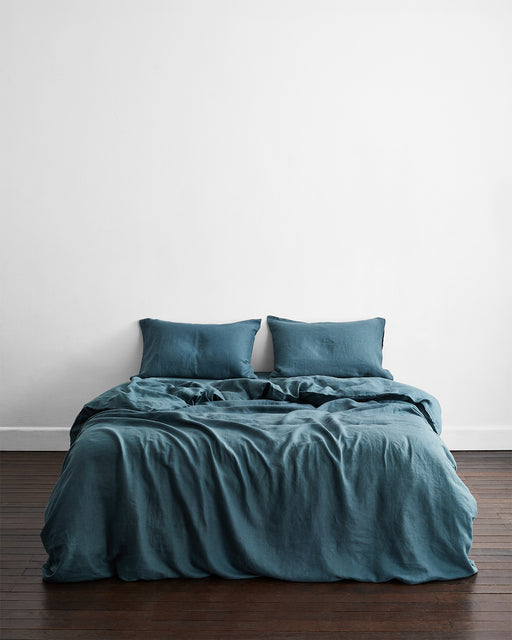Petrol 100% French Flax Linen Duvet Cover