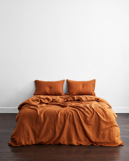 Rust 100% French Flax Linen Duvet Cover