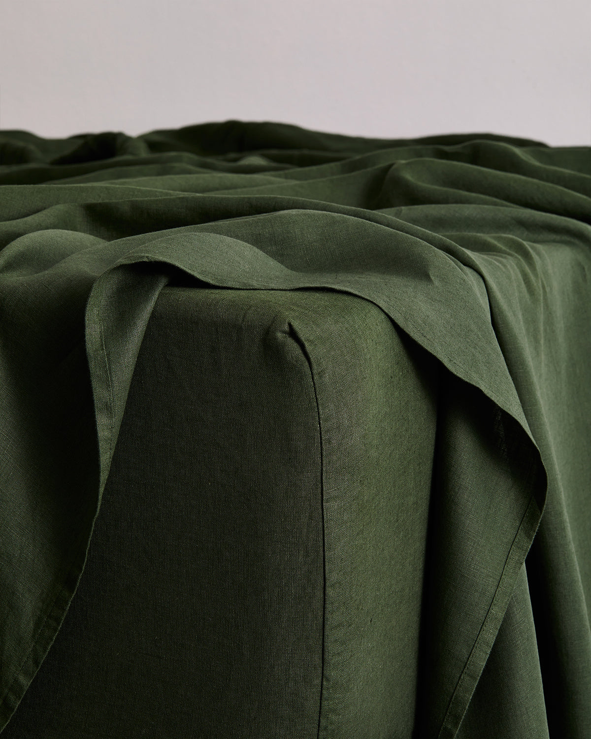 Olive 100% French Flax Linen Fitted Sheet - King