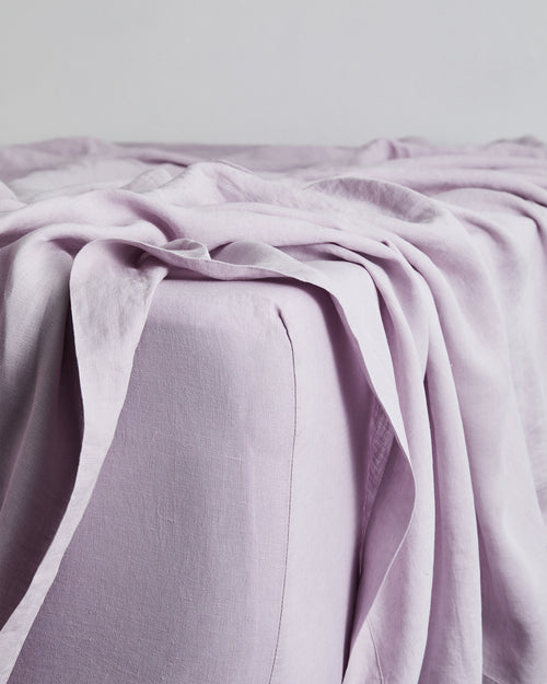 Lilac 100% French Flax Linen Fitted Sheet