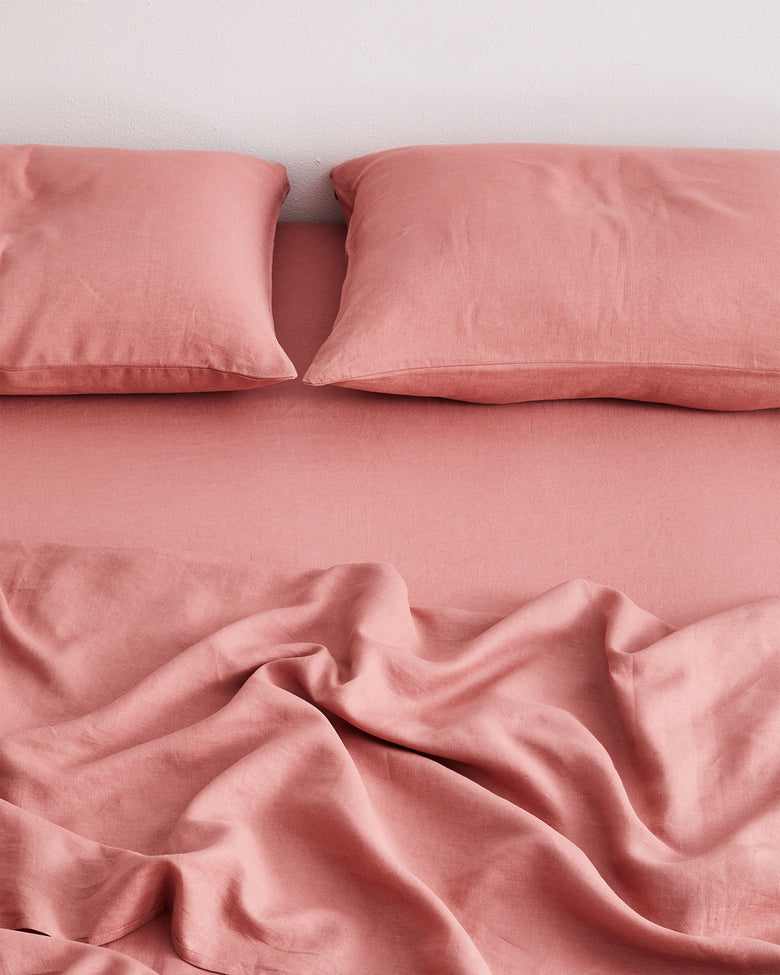 Pink Clay 100% French Flax Linen Bedding Set