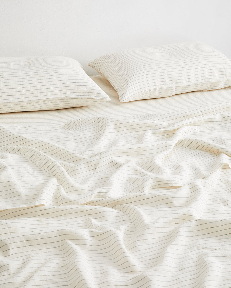 White 100% French Flax Linen Fitted Sheet – Bed Threads