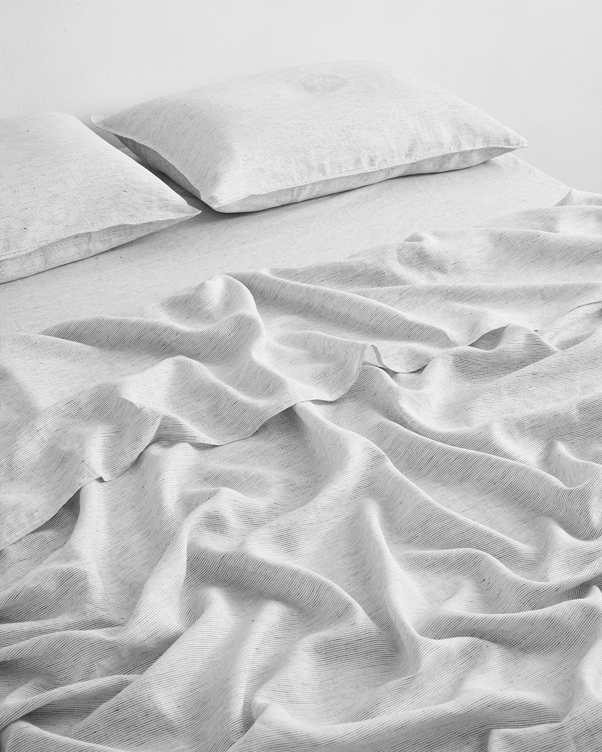 Pinstripe 100 French Flax Linen Fitted Sheet Bed Threads