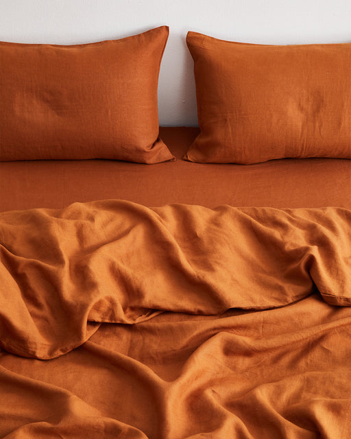 Rust 100% French Flax Linen Pillowcases (Set of Two)