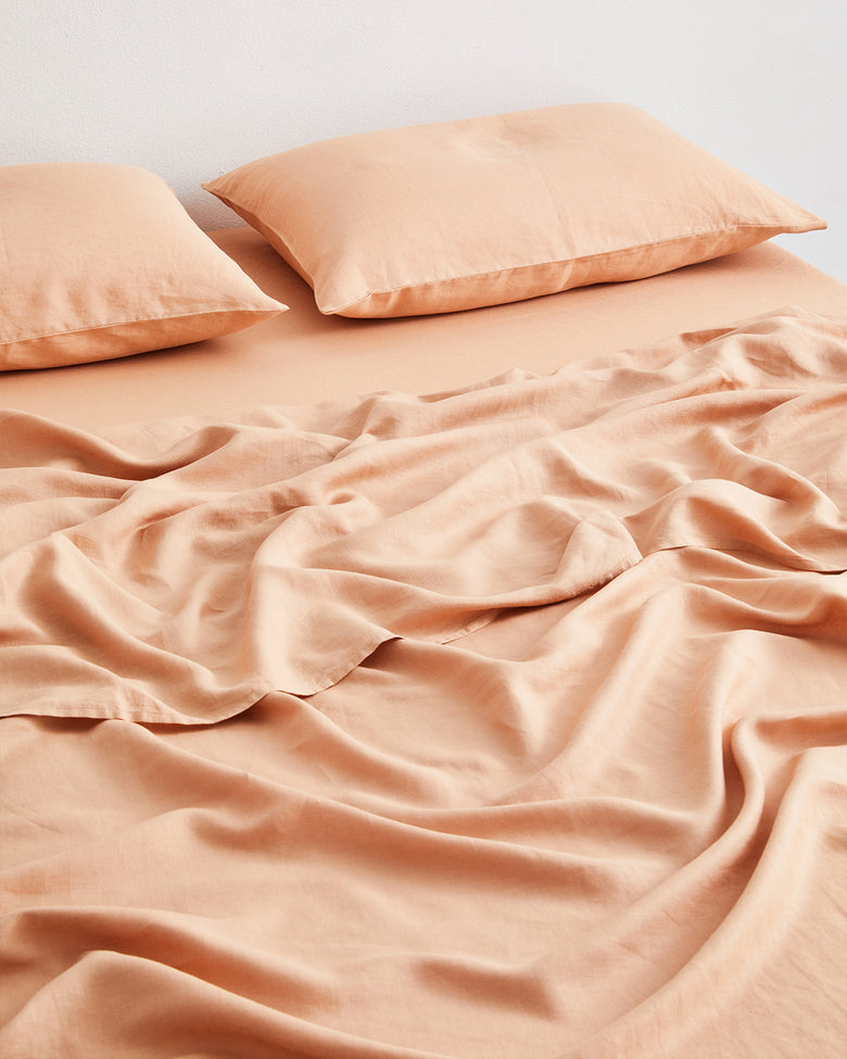 Terracotta Flax Linen Quilt Cover Set
