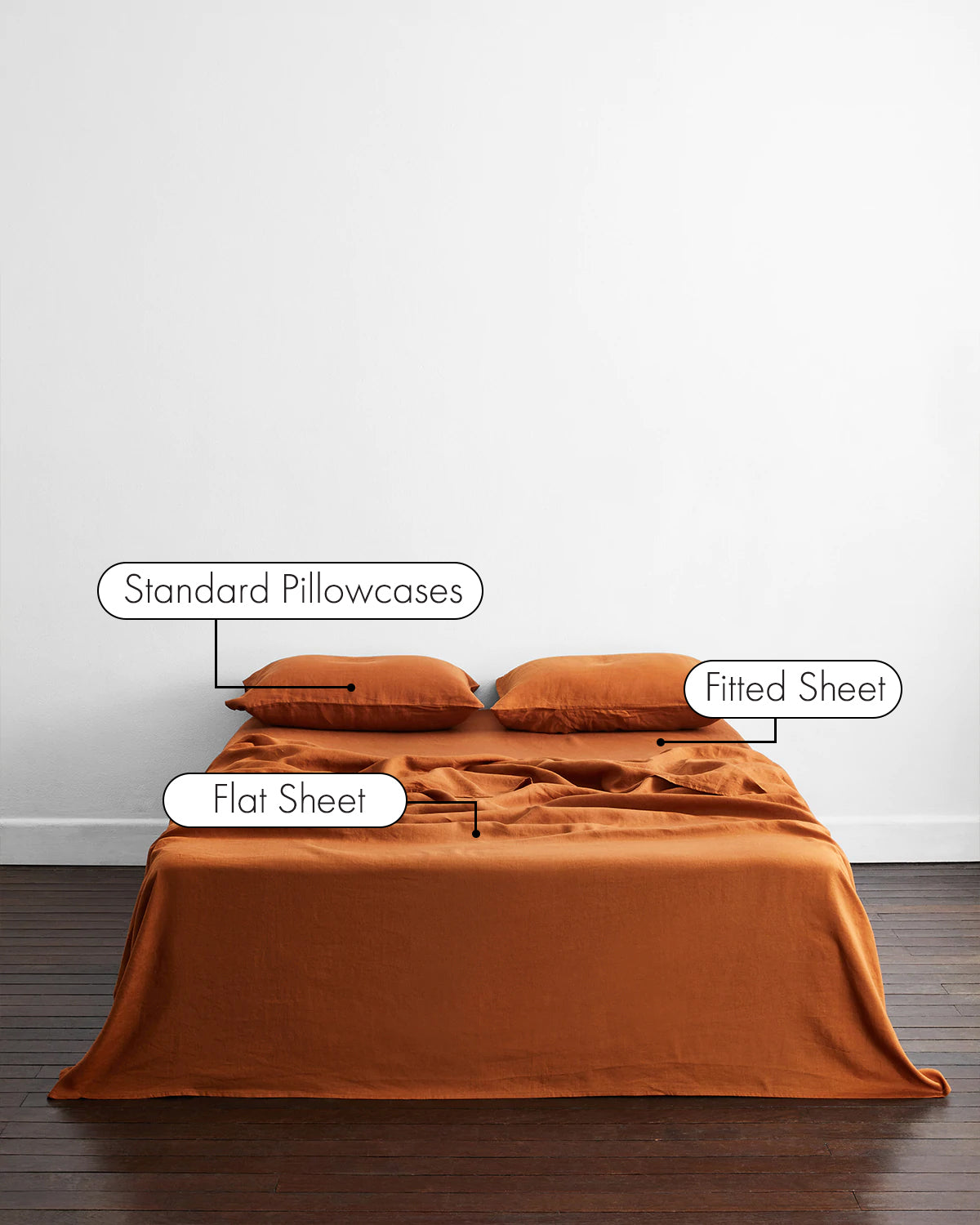 Rust Sheets 100% French Flax Linen Sheet Set - Rust | Bed Threads