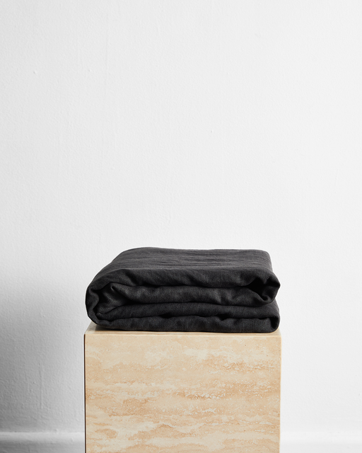Charcoal 100% French Flax Linen Throw