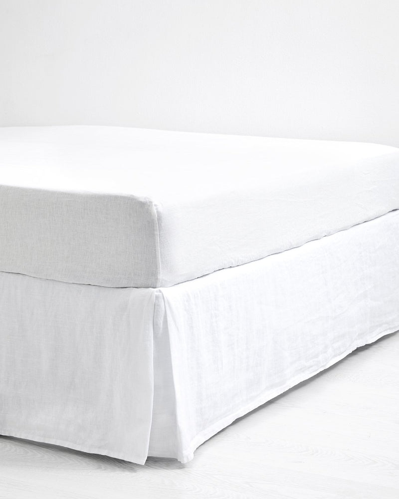 White 100% French Flax Linen Bed Skirt
