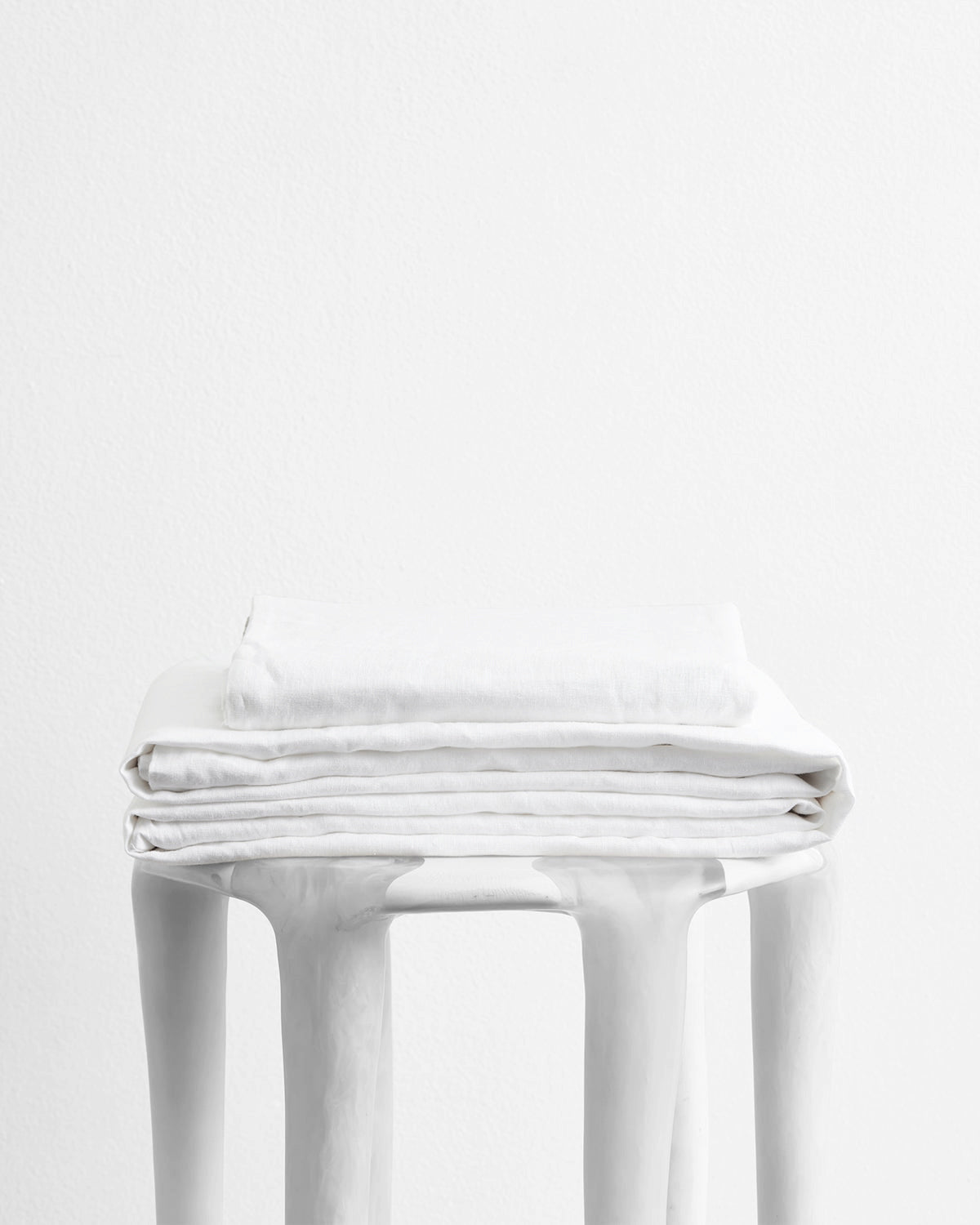 King - White 100% French Flax Linen Sheet Set