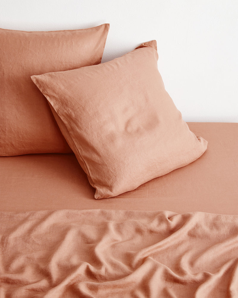 Hazelnut 100% French Flax Linen European Pillowcases (Set of Two)