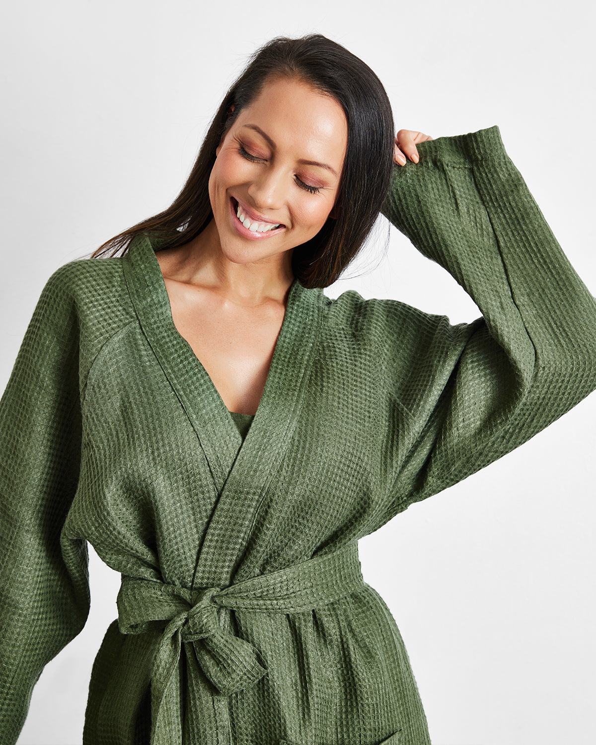 Green Linen Bathrobe, Gift for Her Dark Green Linen Bath Robe, Natural  Linen Kimono Bathrobe for Women - Etsy