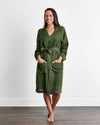 Olive 100% French Flax Linen Classic Robe