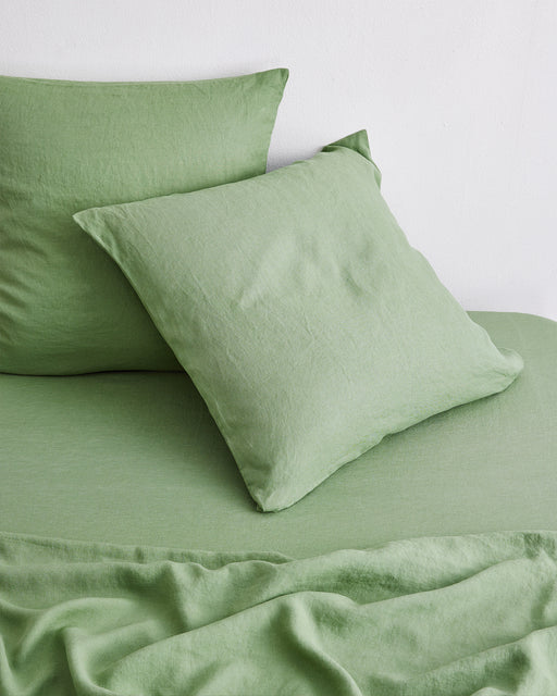 Pistachio 100% French Flax Linen European Pillowcases (Set of Two)