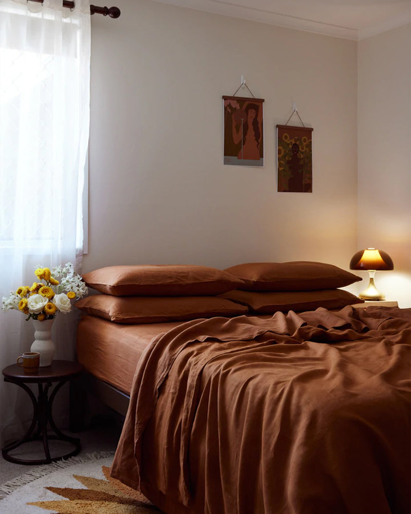 Rust 100% French Flax Linen Sheet Set – Bed Threads