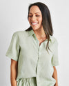 Sage 100% French Flax Linen Short Sleeve Shirt