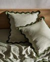 Sage & Olive 100% French Flax Linen Scalloped European Pillowcases (Set of Two)