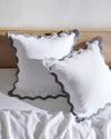 White & Mineral 100% French Flax Linen Scalloped European Pillowcases (Set of Two)