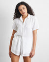White 100% French Flax Linen Short Sleeve Shirt
